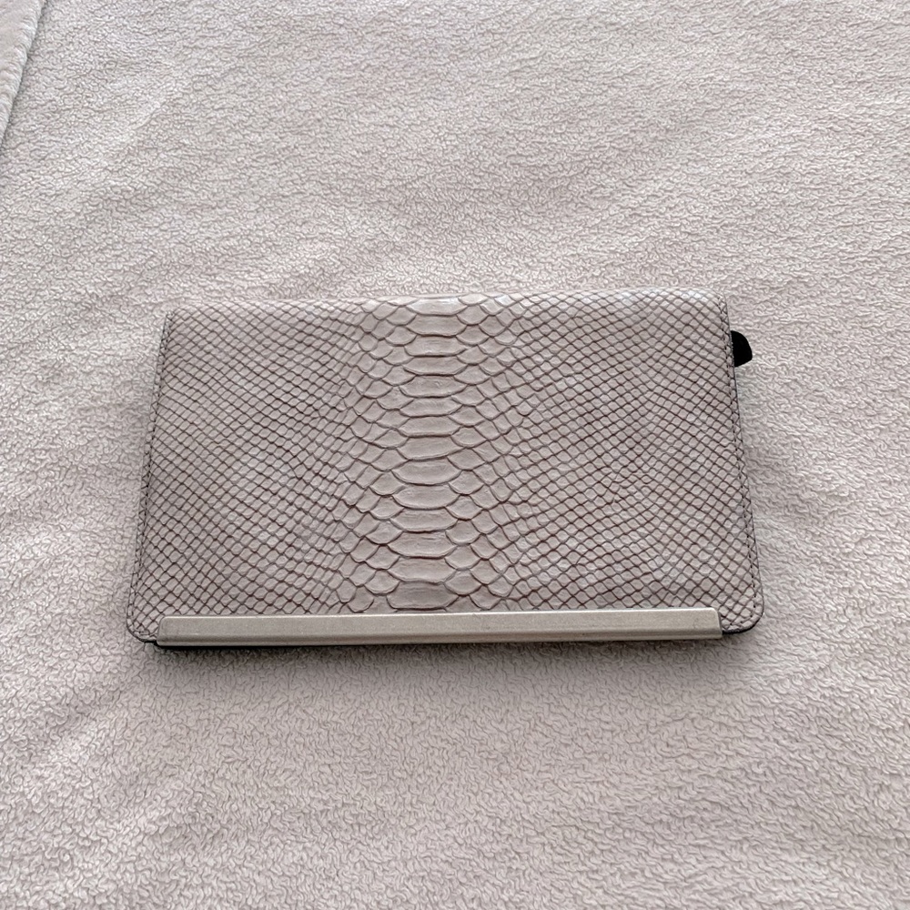 Madewell faux alligator clutch bag.